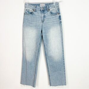 SNEAK PEEK STRAIGHT LEG HIGH RISE RAW HEM JEANS WOMENS SZ 25